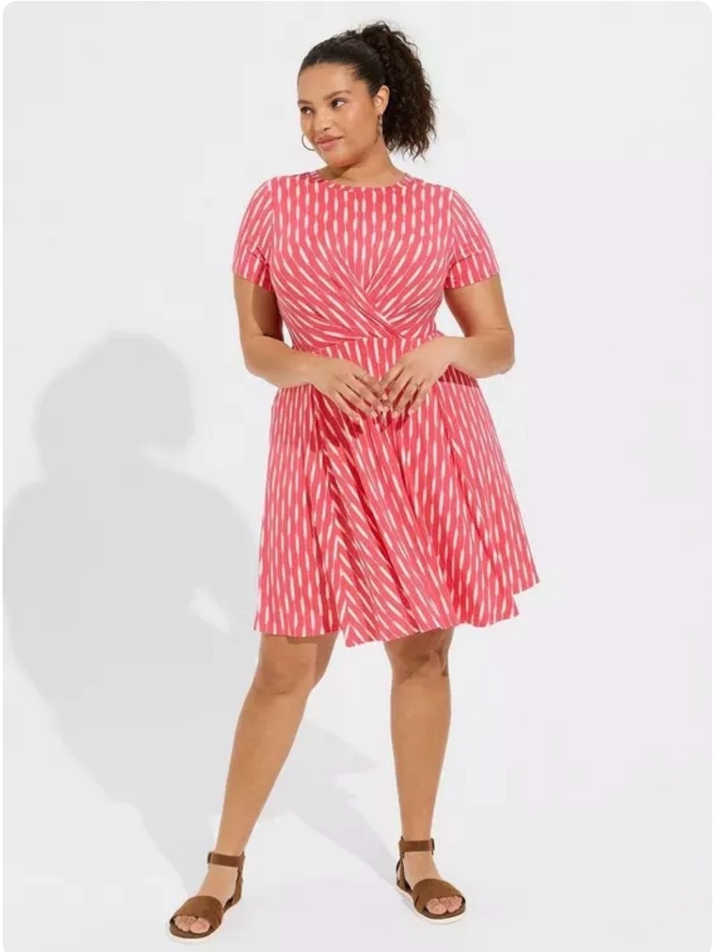 torrid Pink Ikat Twist-Front Skater Mini Dress - Size 0X